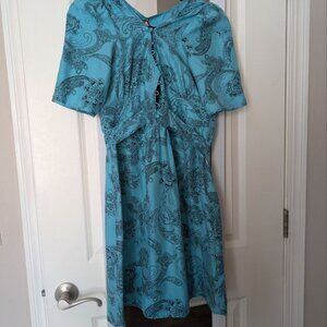 NWT Juicy Couture Blue Paisley Silk Dress Sz 6 $278 Short Cocktail Sundress